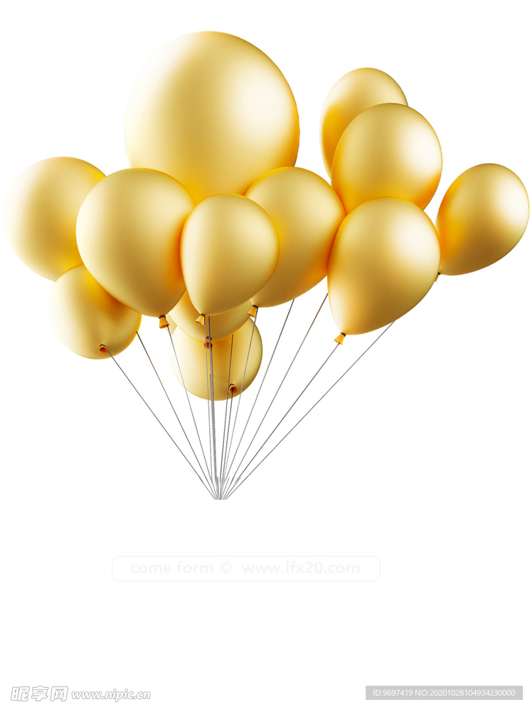 金色气球png素材
