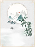 中国风山水工笔画背景