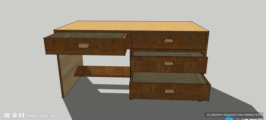 木桌子办公桌家具SU模型