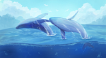 鲸鱼海洋清新插画卡通背景素材