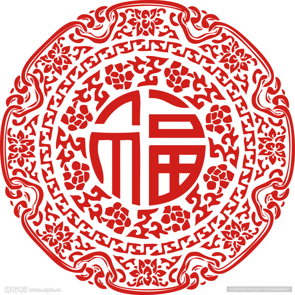 中国春节福字窗花素材
