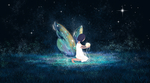 少女翅膀夜晚插画背景海报素材