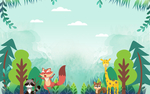 动物森林卡通插画背景素材