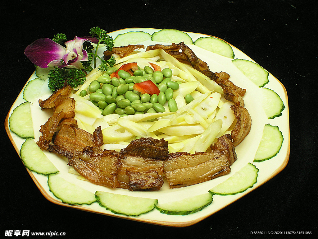 家常菜毛豆竹筍炒咸肉