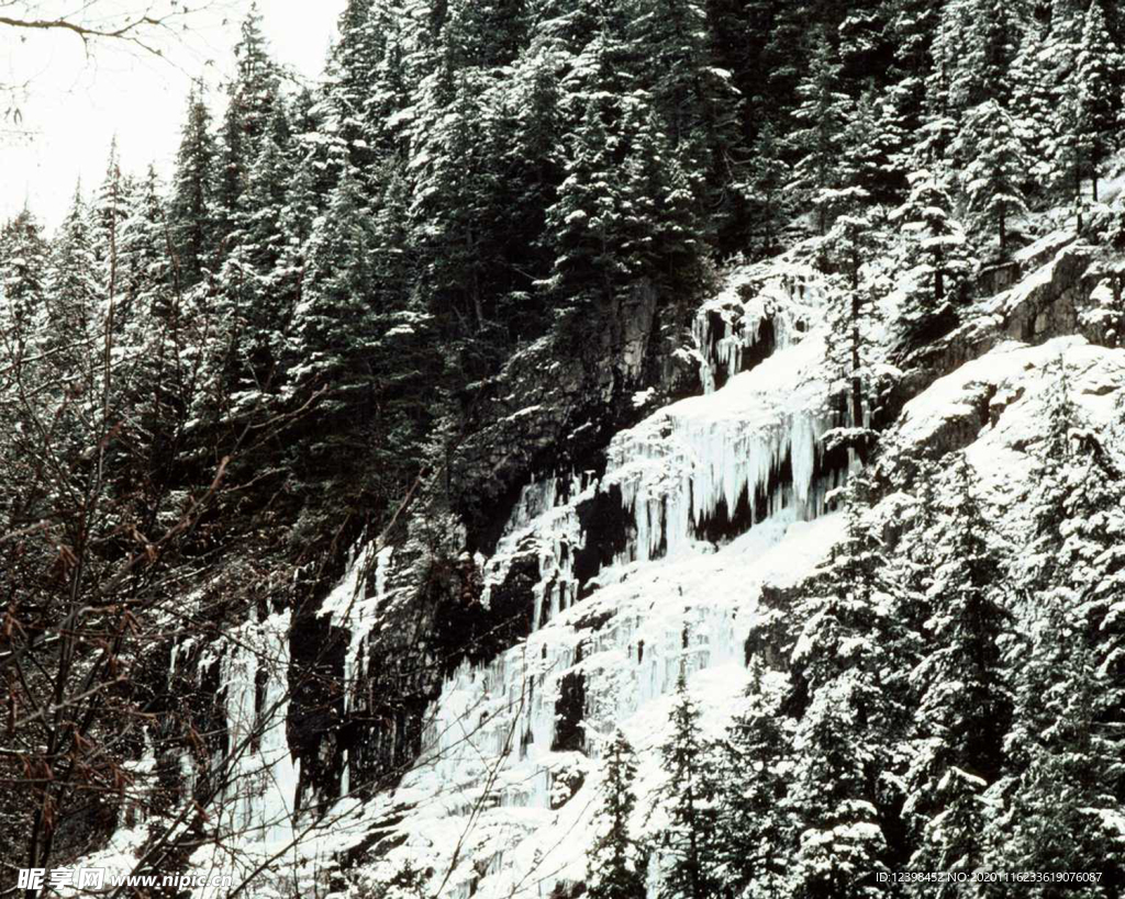 美麗的雪景山水美景