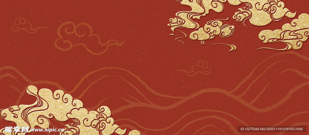 中國風底紋紅金祥云背景