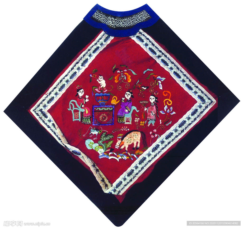 布料刺绣传统复古背景海报素材