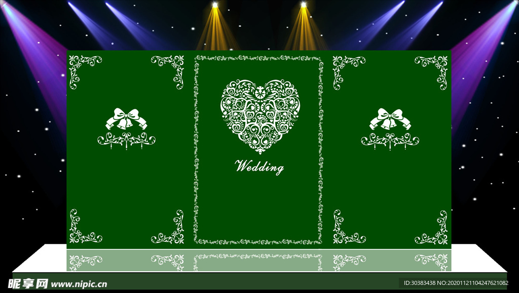 绿色主体婚礼现场布置设计源文件