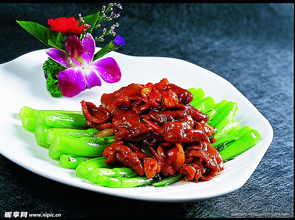 香辣醬菜心炒鵝片