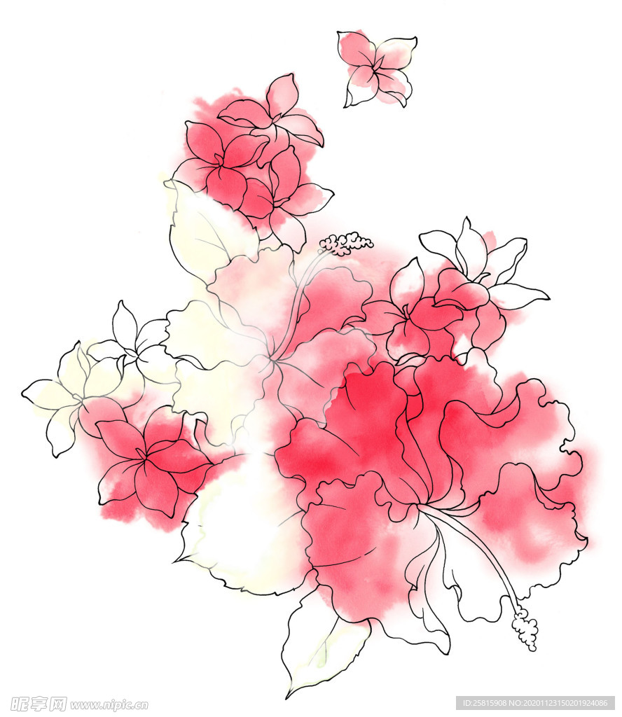 水墨花