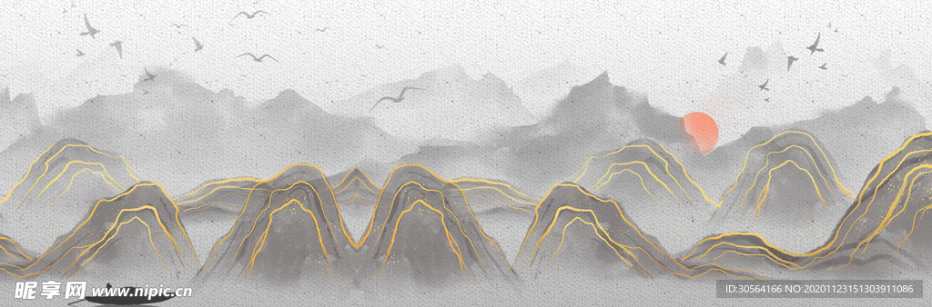 山水复古传统水墨水彩背景素材