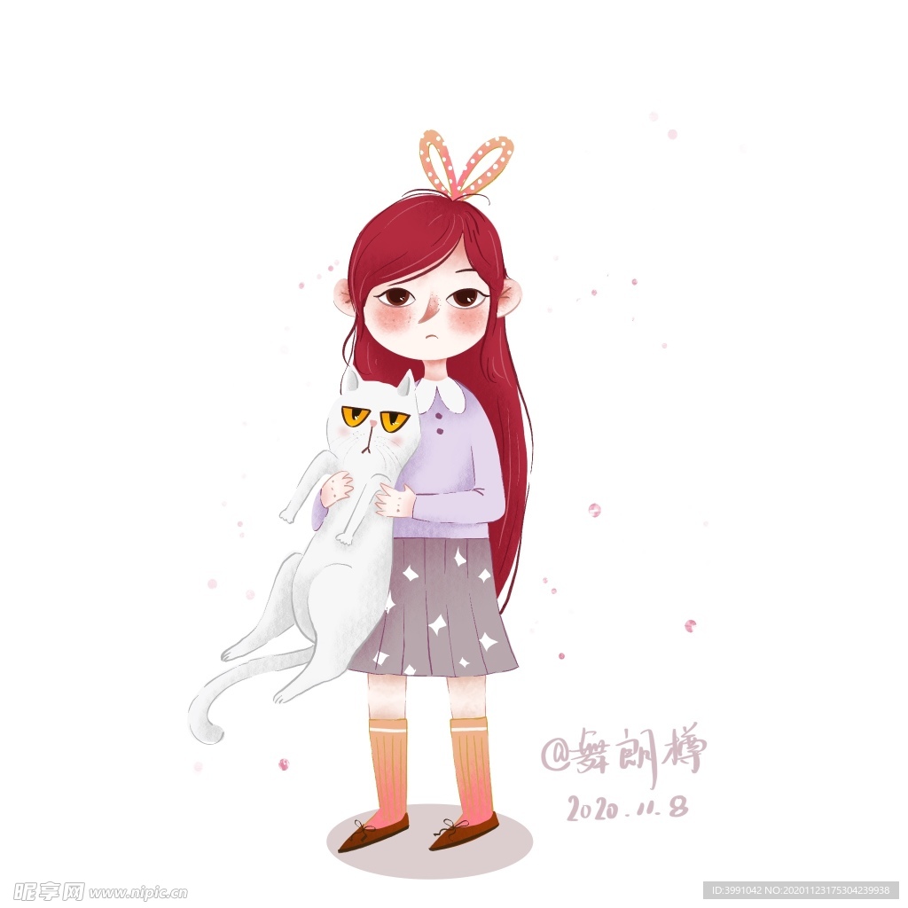 抱貓小女孩