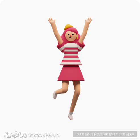 女孩c4d 插圖 模型 扁平化