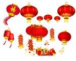 中国新年灯笼鞭炮素材