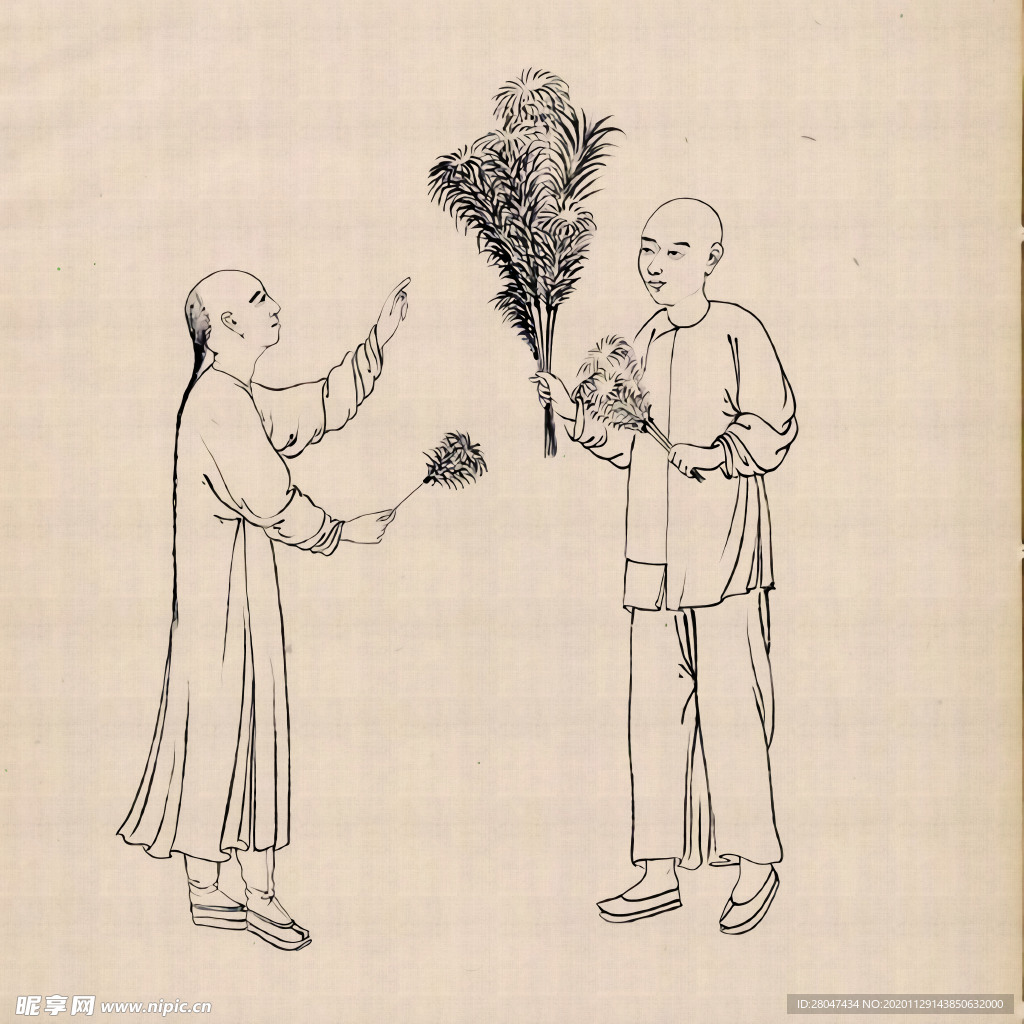 中国传统文化三十六行手绘线描画