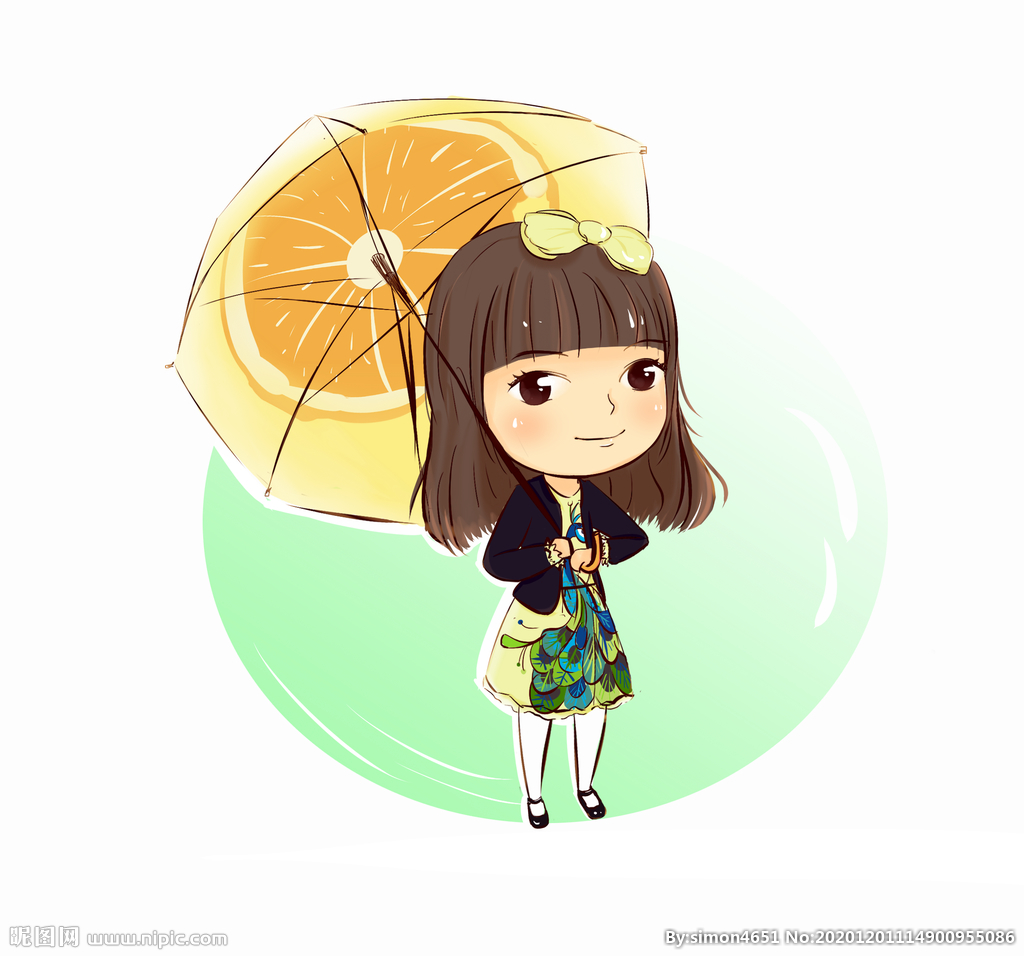 撑伞的女生卡通