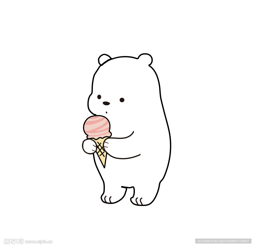 百日宴生日宴素材手绘可爱小白熊