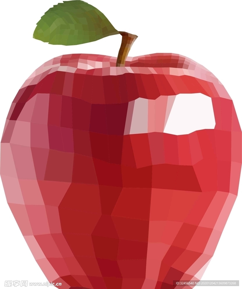 红色多边形苹果免扣元素