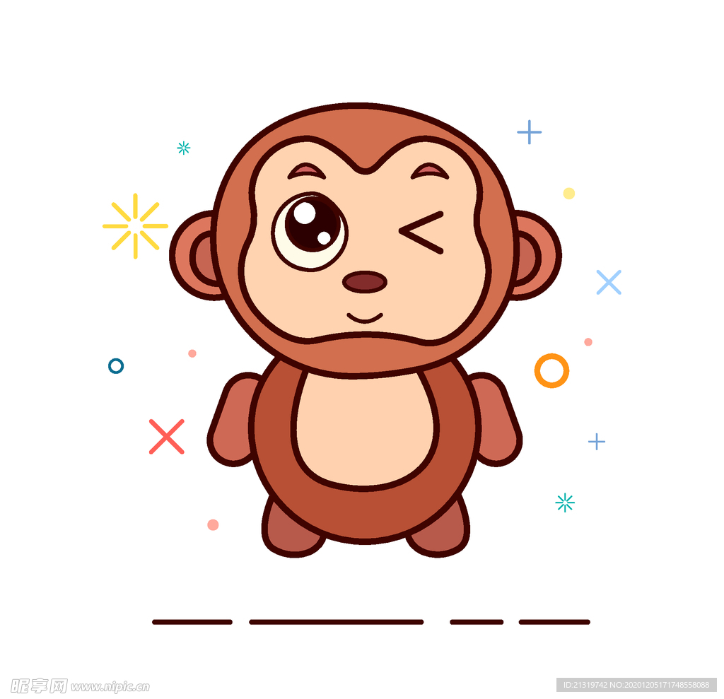猴子手绘卡通插画