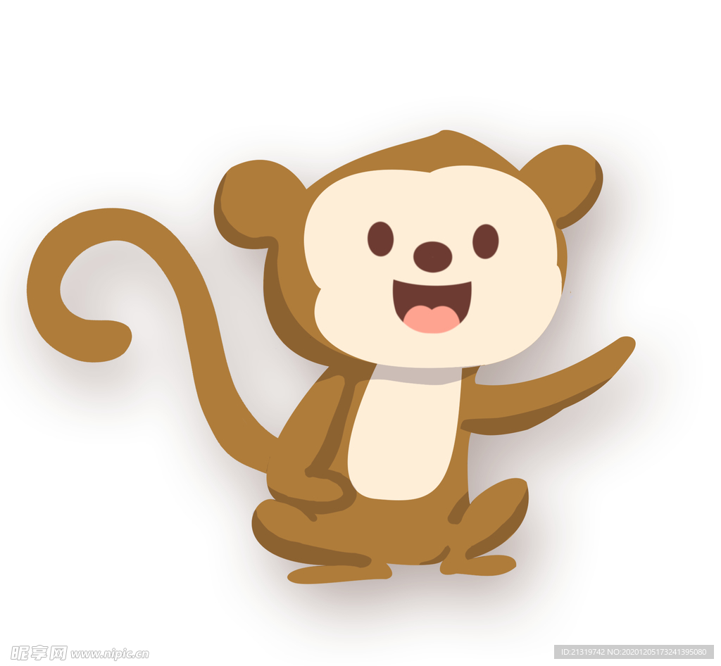 手绘棕色猴子插画