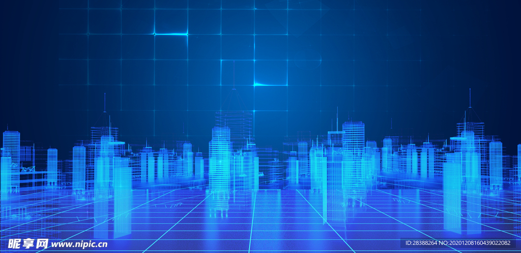 蓝色科技城市电子商务背景