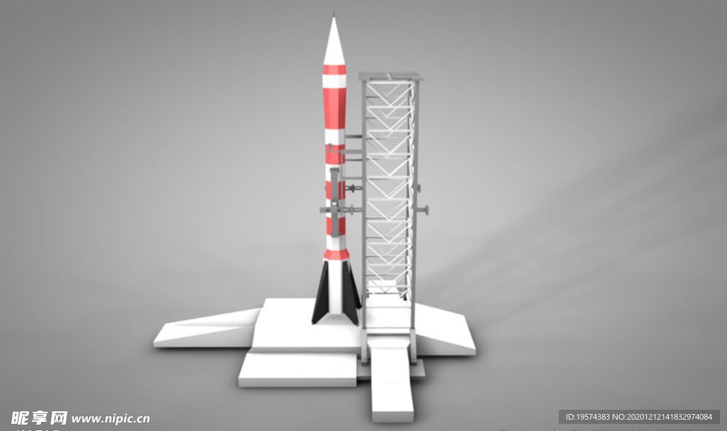 C4D 模型 火箭发射器发射台