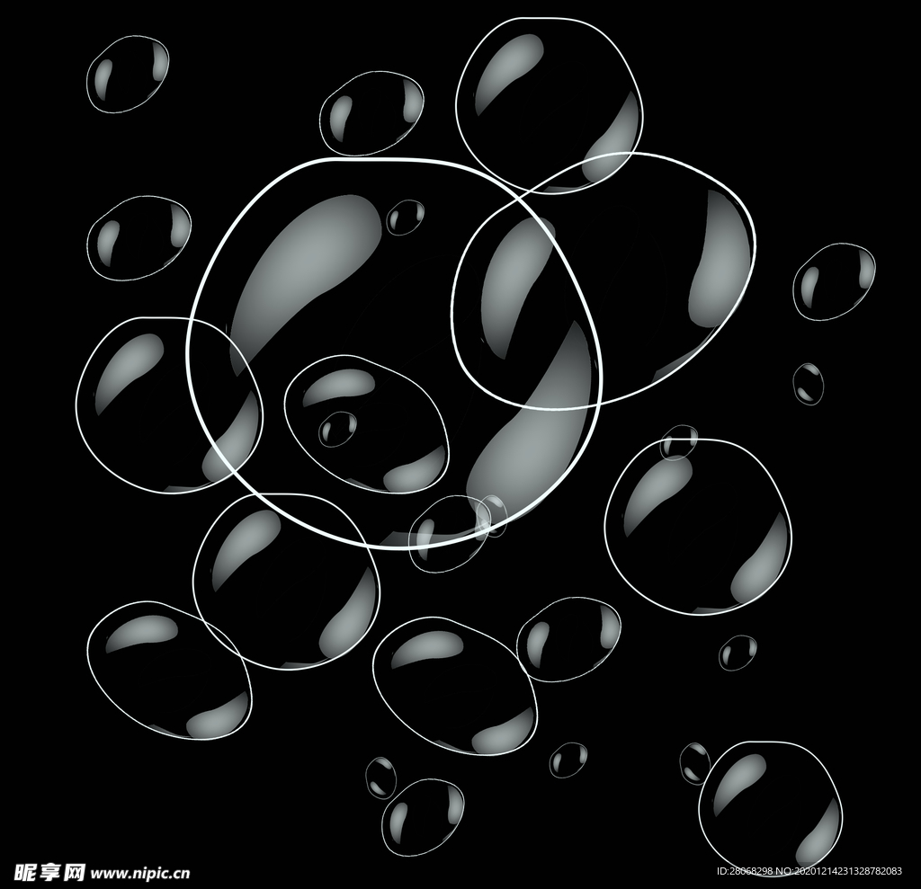 黑色透明气泡元素