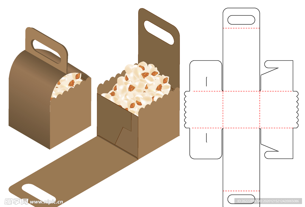 小吃爆米花包装展开图