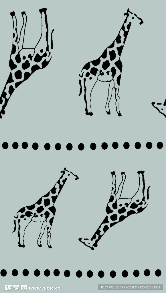 手绘长颈鹿 数码印花图片