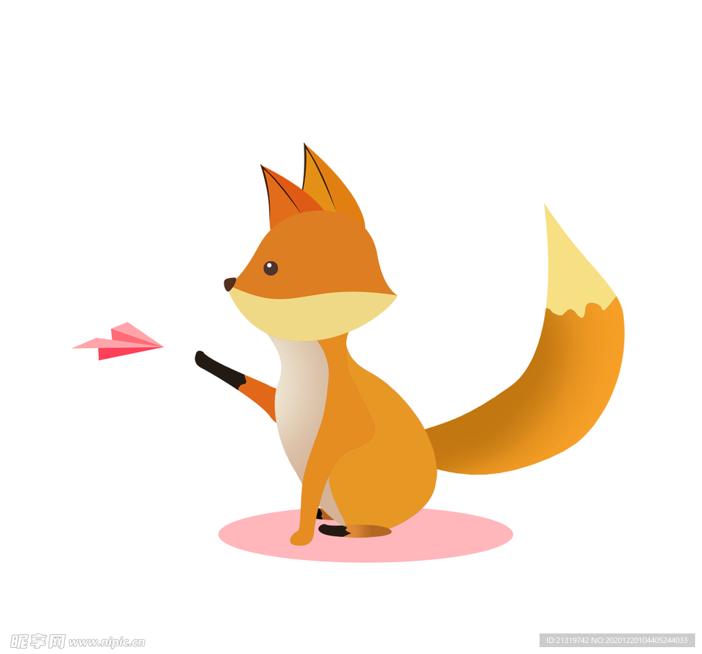 玩纸飞机的狐狸手绘