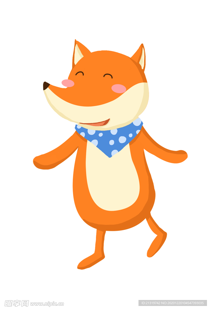 开心跳舞的小狐狸手绘