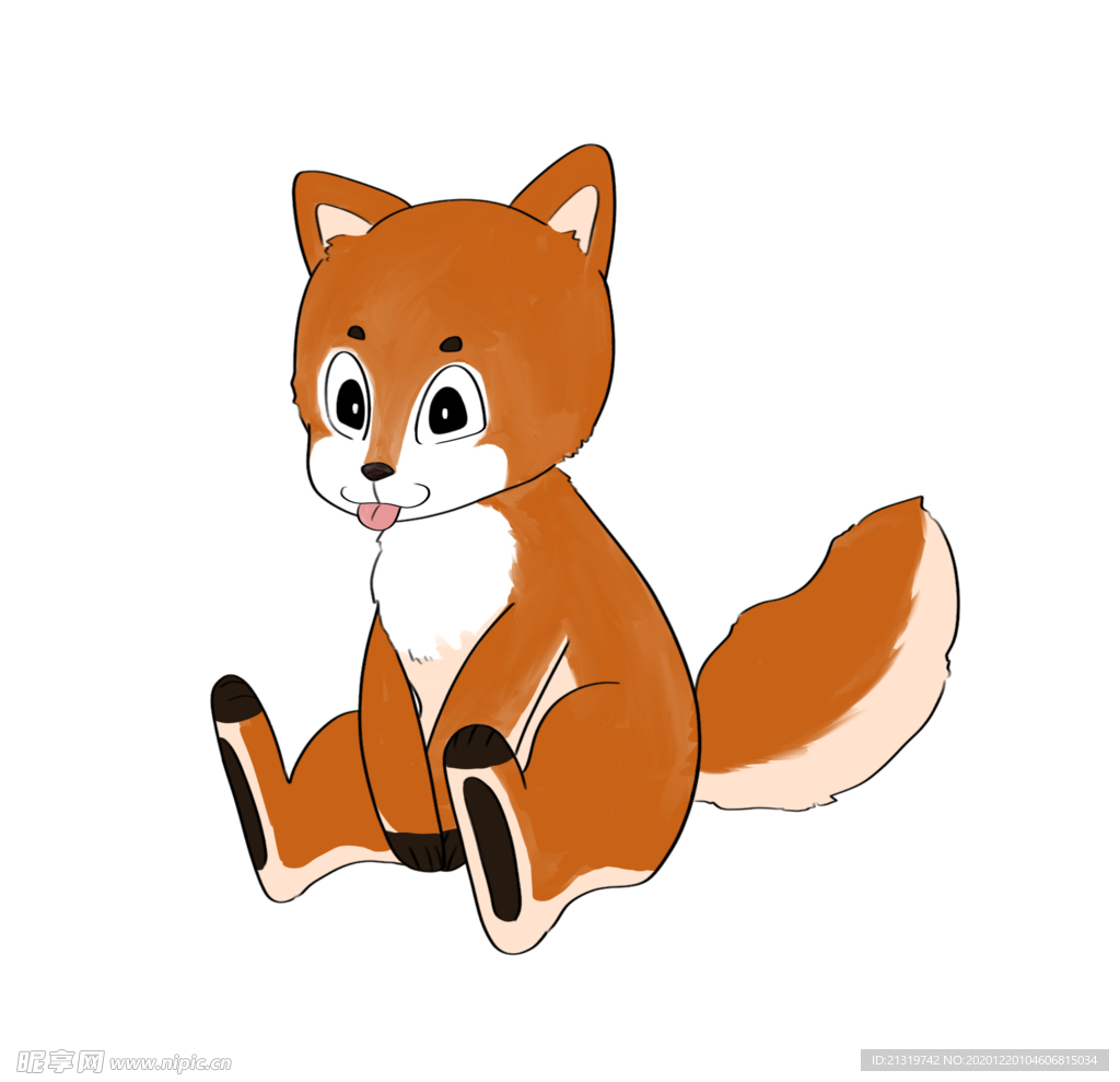 卡通坐着的狐狸
