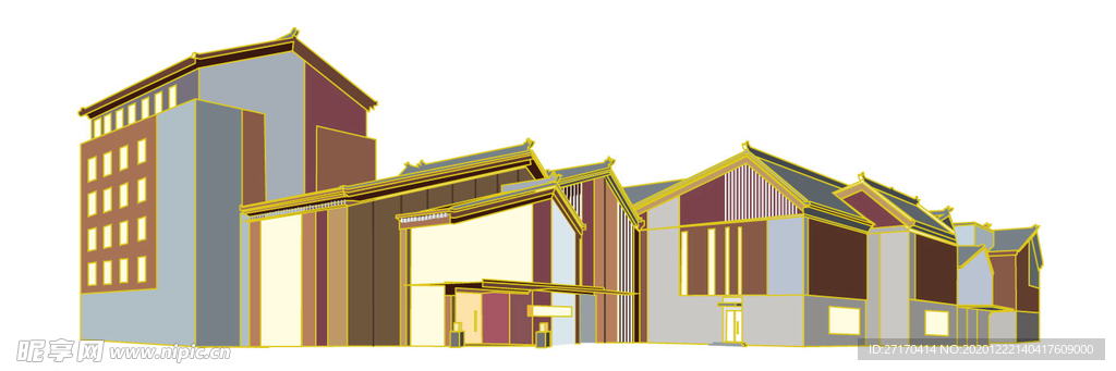 手绘国潮矢量建筑