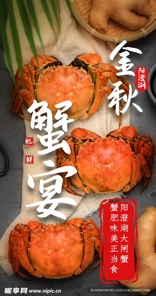 金秋蟹宴美食活动宣传海报素材
