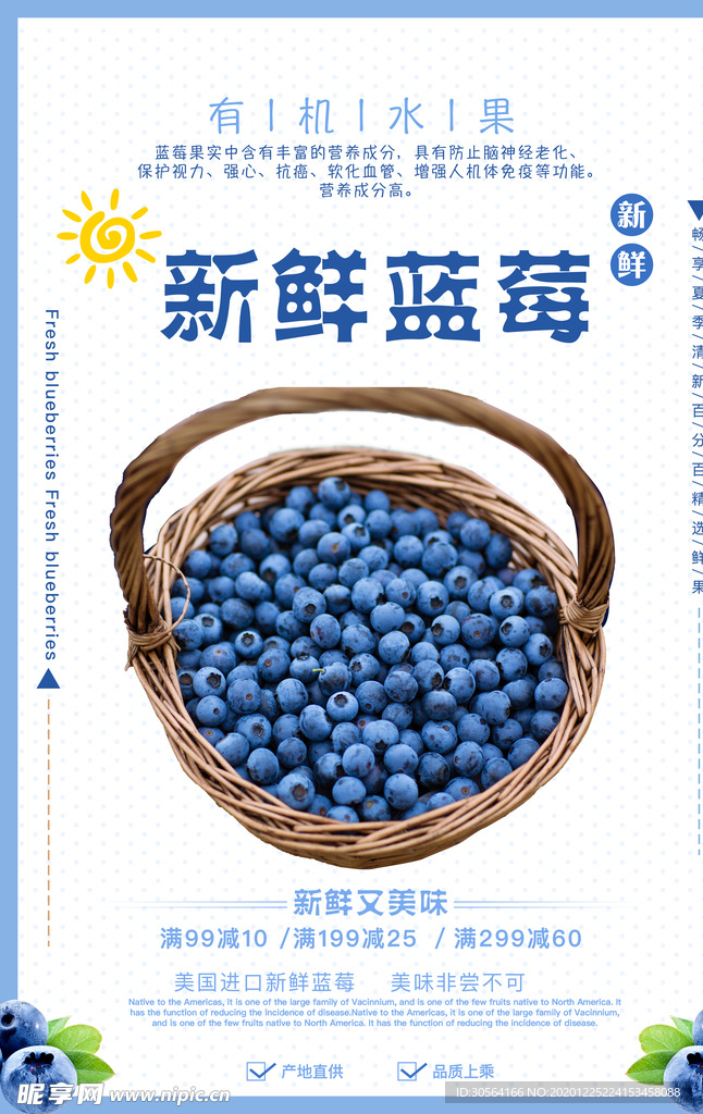 新鲜蓝莓促销活动宣传海报素材