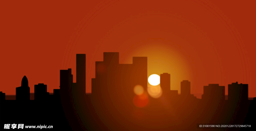 城市夕阳剪影