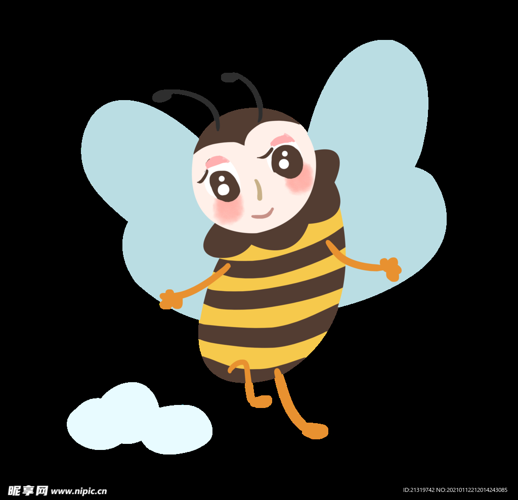 可愛卡通蜜蜂矢量插畫