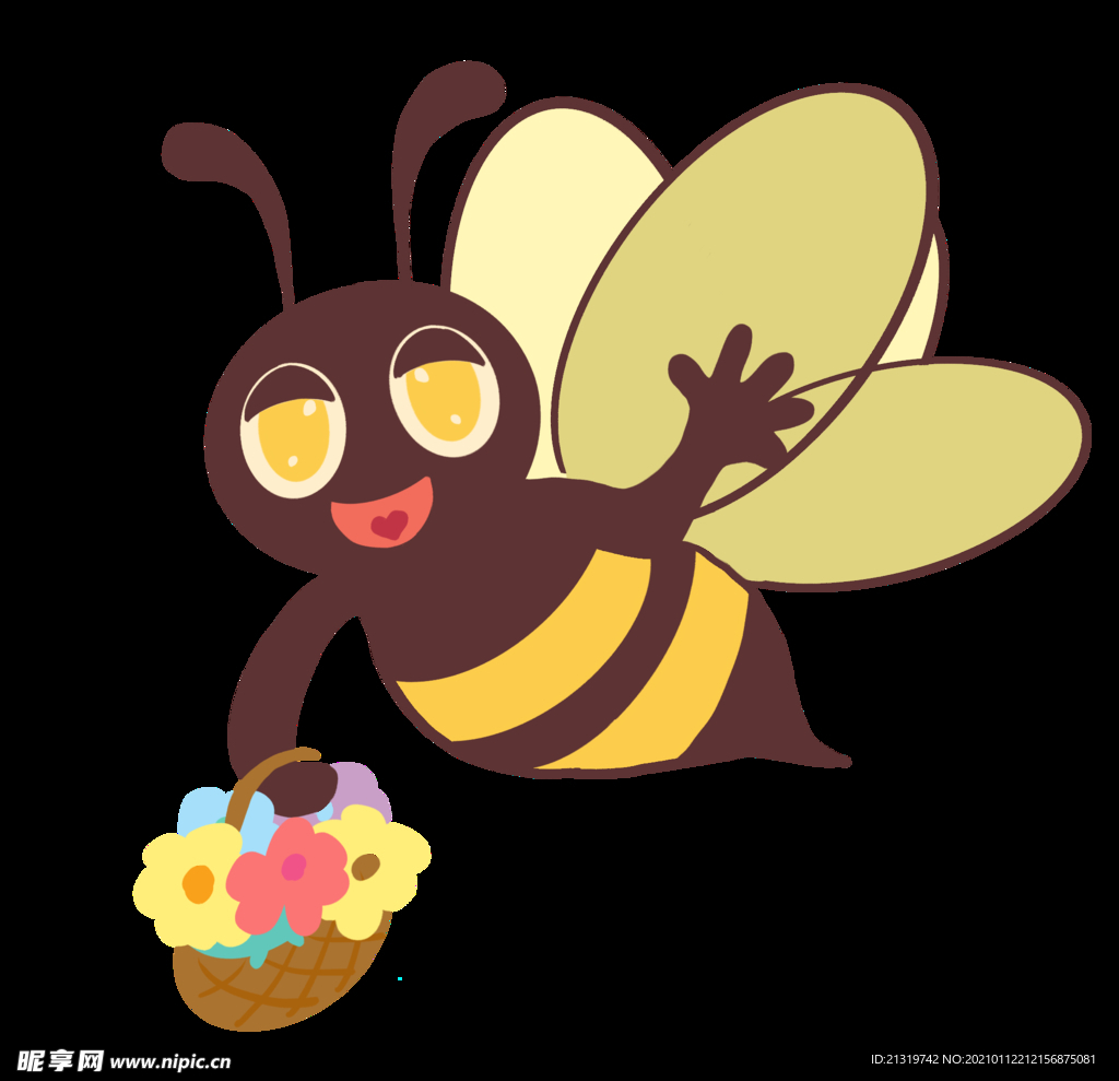 提著花籃的小蜜蜂插畫