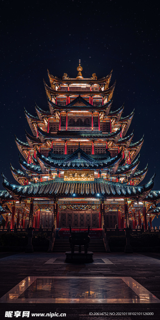 美麗的古建筑夜景