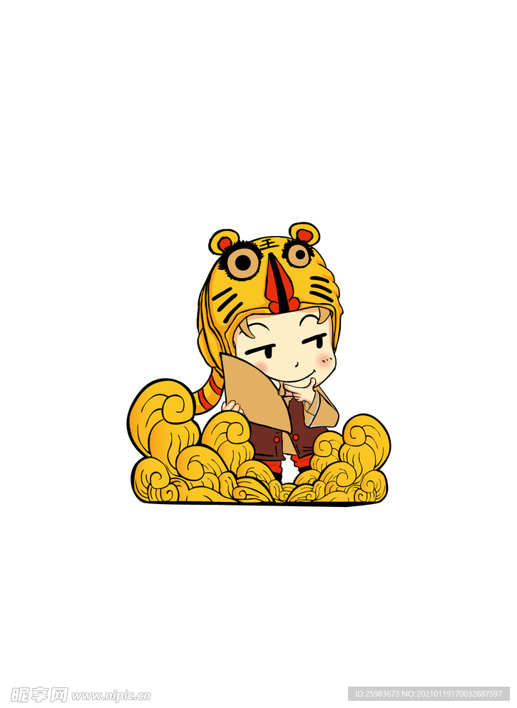 星爺 韋小寶 卡通矢量圖