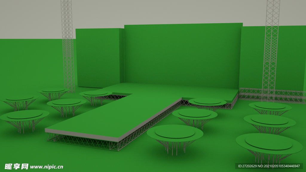 C4D舞臺效果圖3D婚慶舞臺