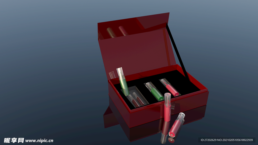 礼盒书型盒口红模型展示效果图