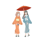 日本穿和服的两个少女
