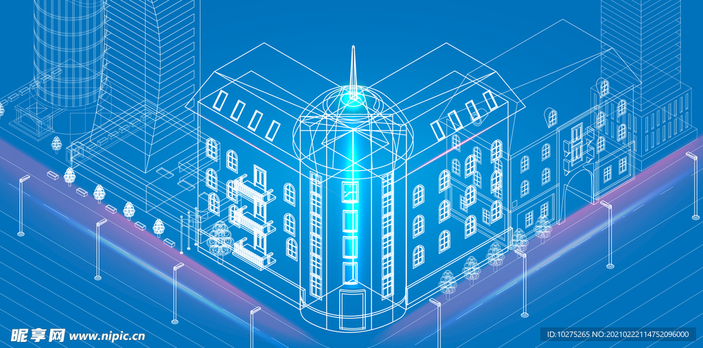 科技城市樓房線條