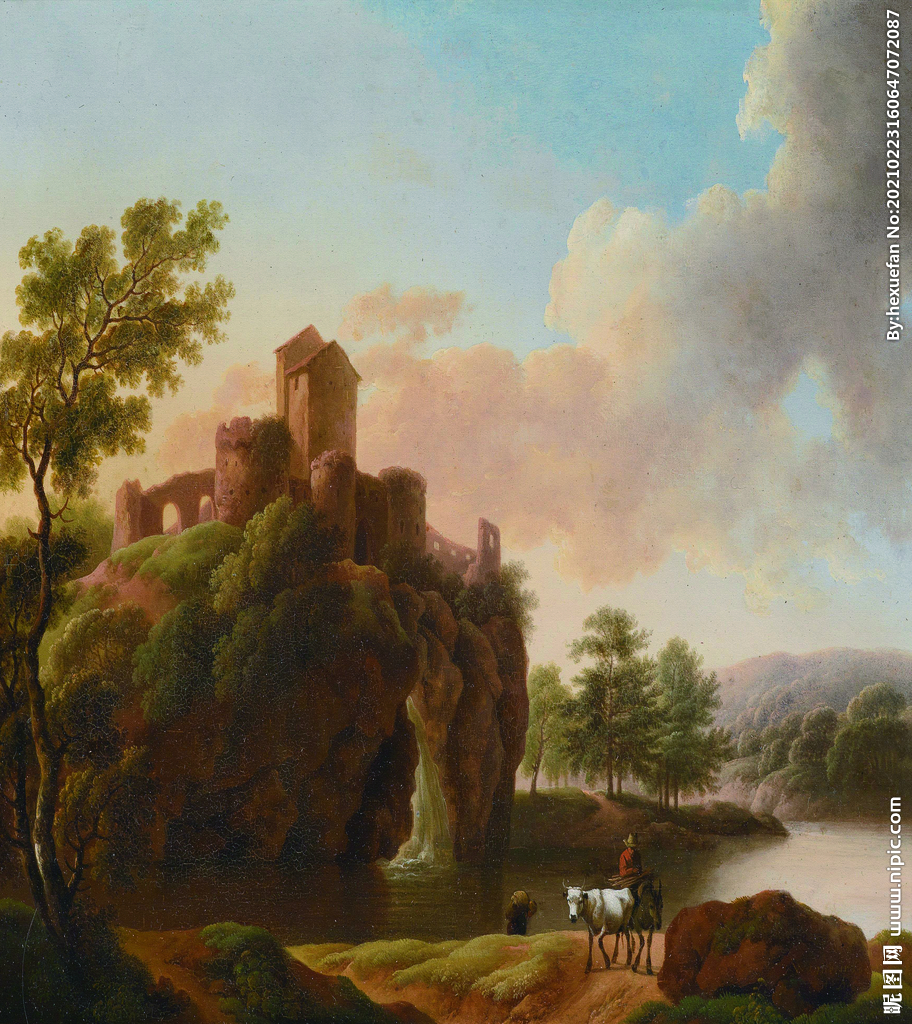 欧洲城堡山林装饰油画