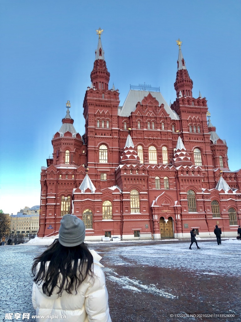 俄罗斯莫斯科红场建筑城堡背影
