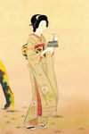 古代古着日本歌姬舞姬手绘淡彩