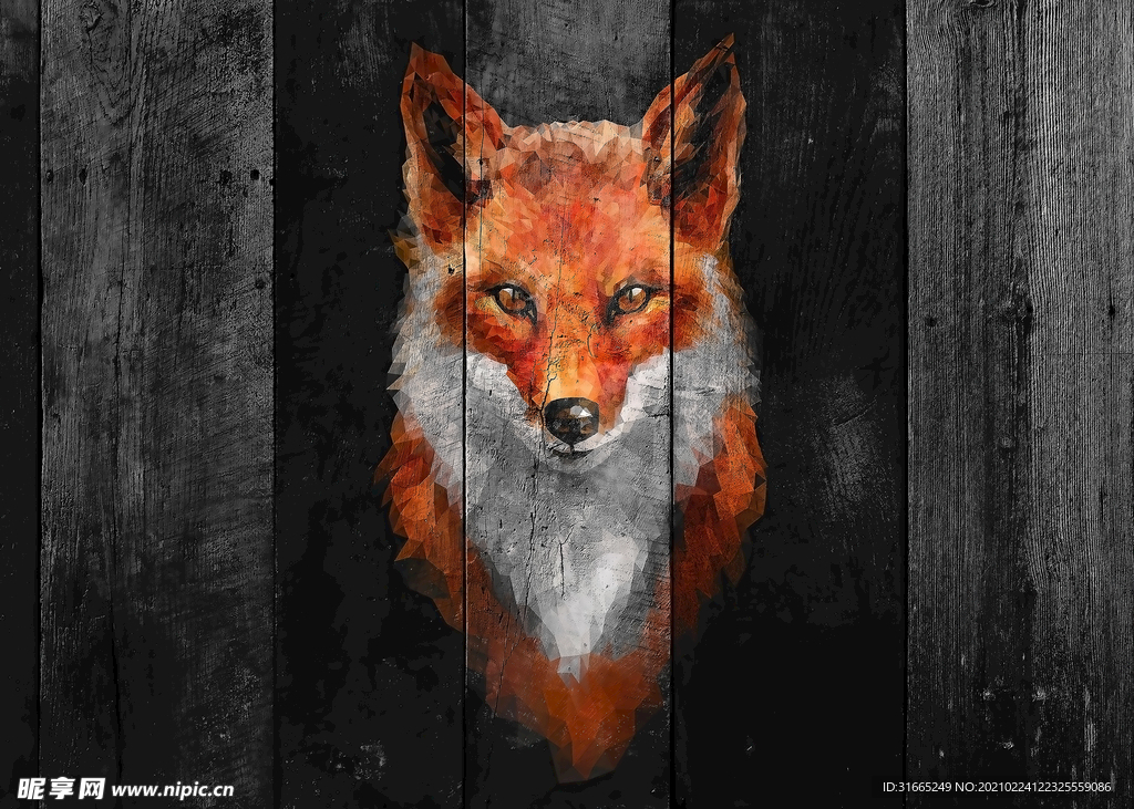 木板画 狐狸