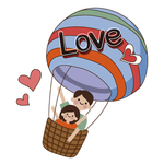 情侣乘坐热气球