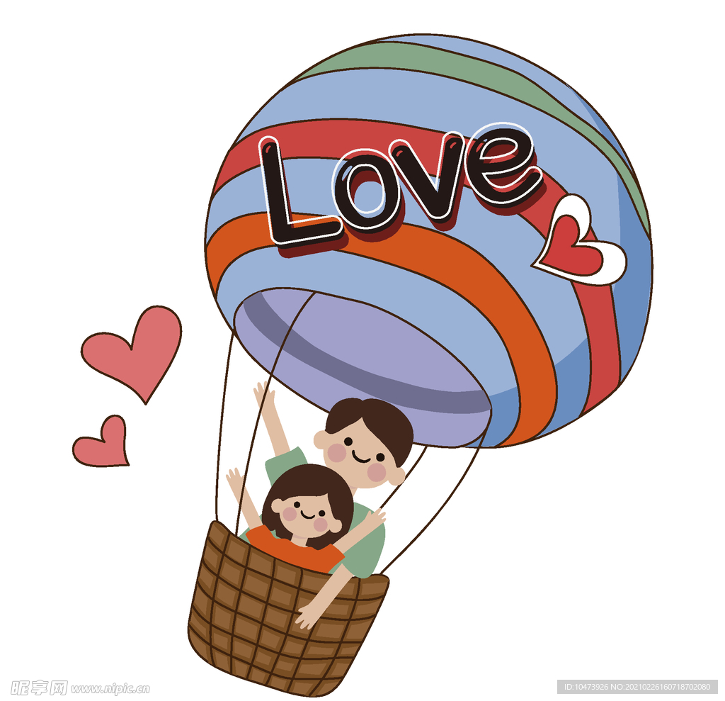 情侣乘坐热气球